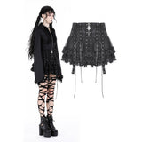 Dark In Love Punk Rock Eyelet Tulle Mini Skirt KW332