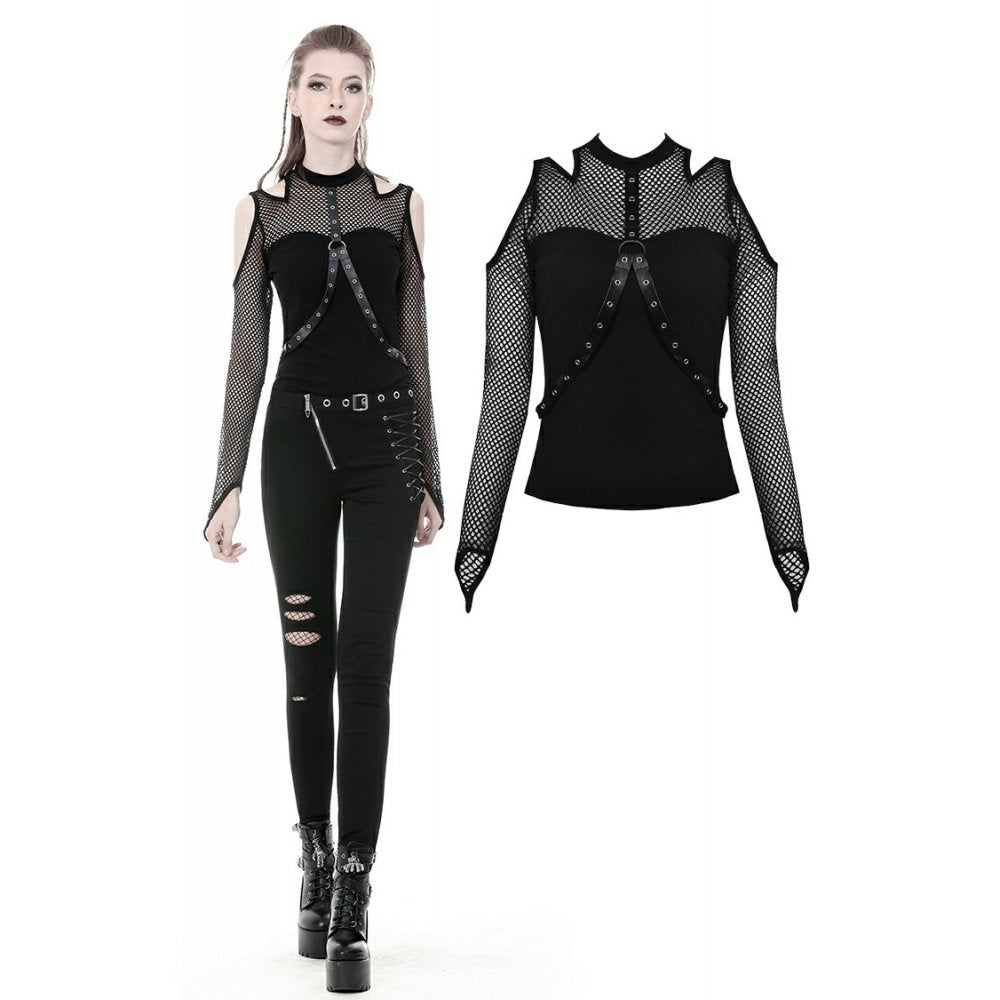 Dark In Love Elise Open Shoulder Net Top TW254