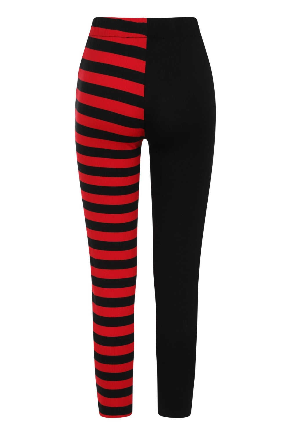 Banned Apparel Half Black / Half Stripes Leggings [Red]