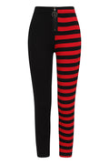 Banned Apparel Half Black / Half Stripes Leggings [Red]