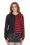 Banned Apparel Shiori Half and Half Zipped Hoodie [Black/Red]