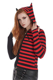 Banned Apparel Shiori Half and Half Zipped Hoodie [Black/Red]