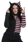 Banned Apparel Shiori Half And Half Zipped Hoodie [Black/Dark Pink]