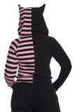 Banned Apparel Shiori Half And Half Zipped Hoodie [Black/Dark Pink]
