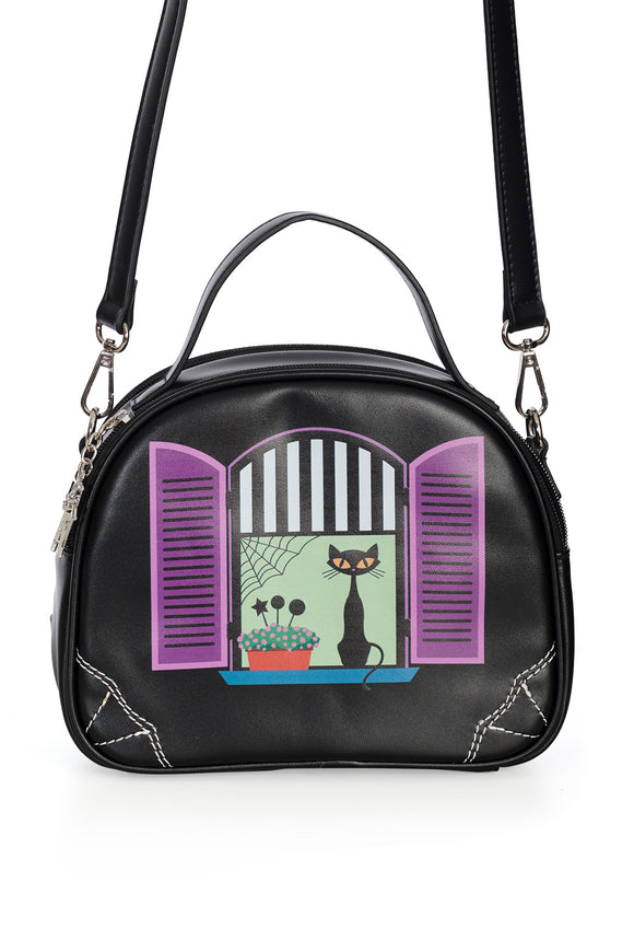 Banned Apparel Window Cat Shoulder Bag