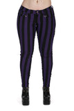 Banned Apparel Forever Yours Striped Trousers [Purple/Black]