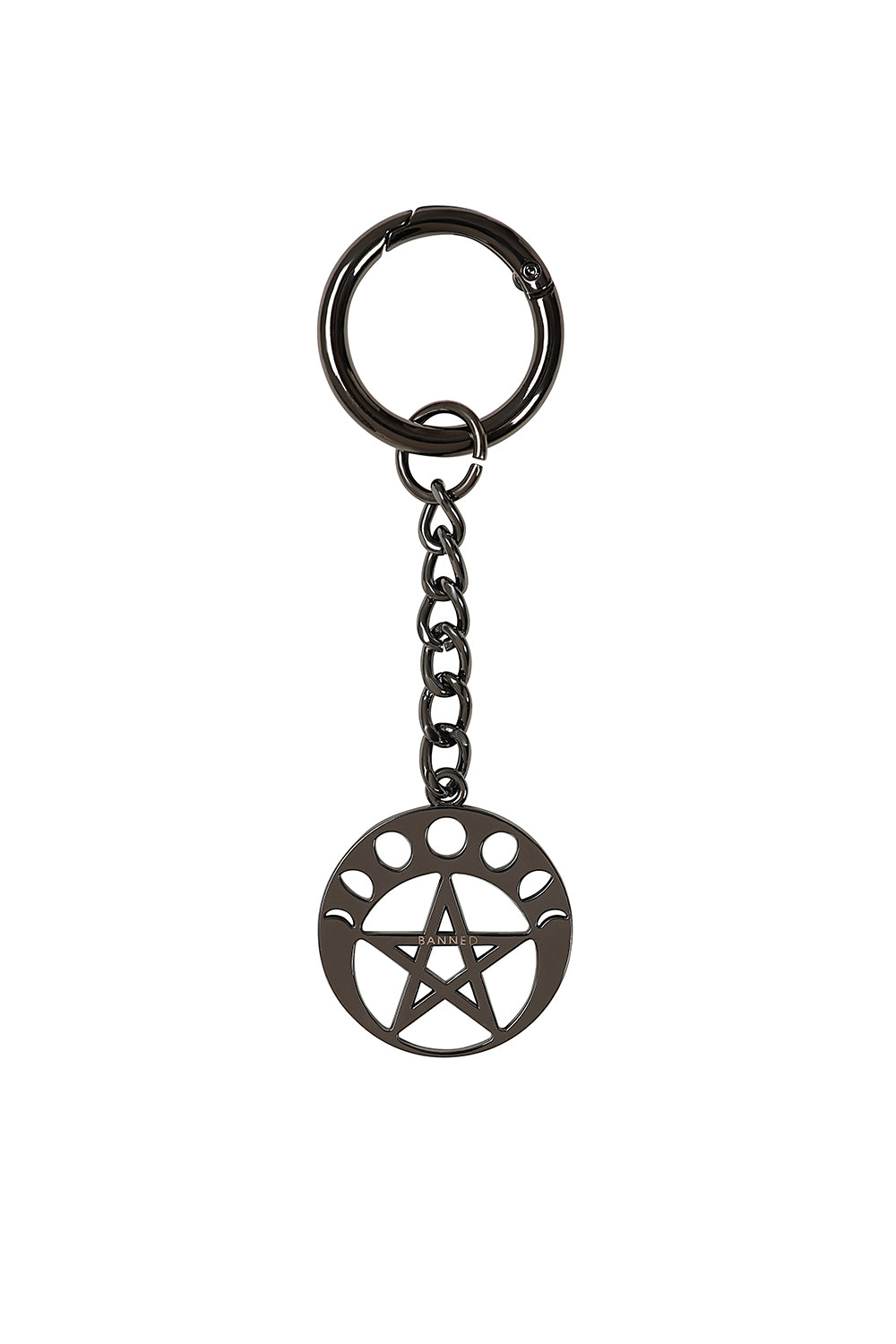 Banned Apparel Gun Metal Arcane Pentagram Keychain