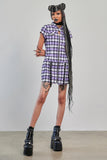 Banned Apparel Rebel Check Dress [Purple]