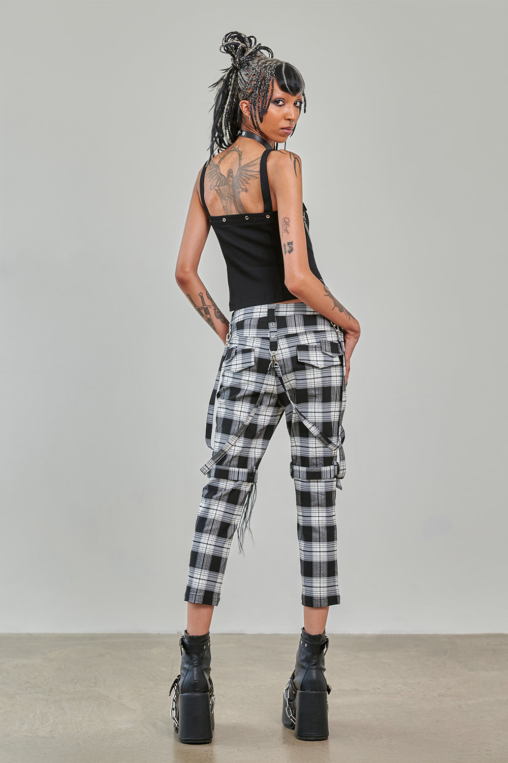 Banned Apparel Nocturne Buckle Trousers [Black/White]