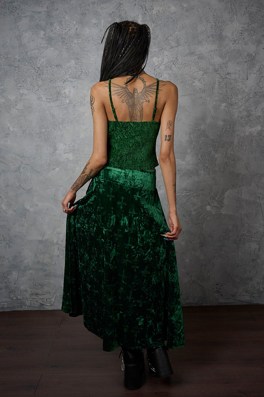 Banned Apparel Sanctum Velvet Skirt [Green]