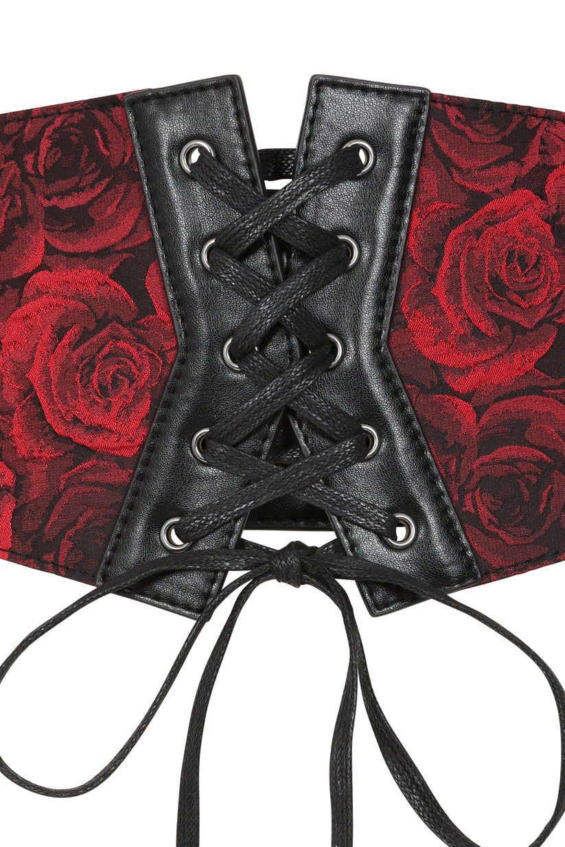 Banned Apparel Crimson Thorn Rose Corsette Belt