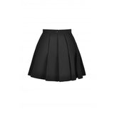 Dark In Love Black Punk Rock Double Buckle Pleated Skirt KW234