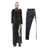 Dark In Love Punk Black Leather Bodycon Split Skirt KW370