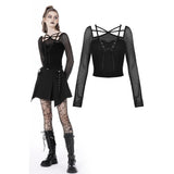 Dark In Love Rebel Girl Net Lace Up Top TW457