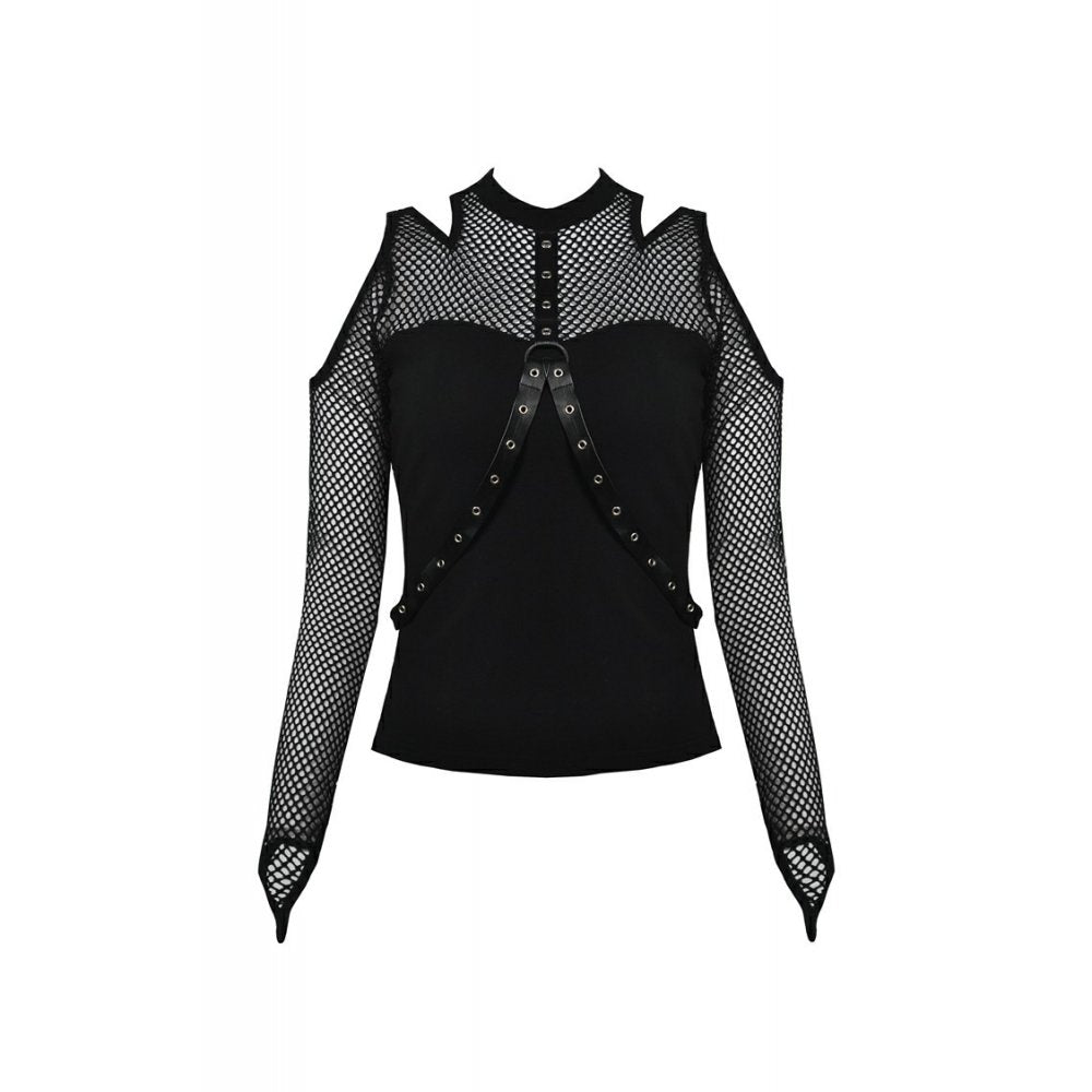 Dark In Love Elise Open Shoulder Net Top TW254