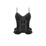 Dark In Love Vintage Velvet Coffin + Cross Top TW696