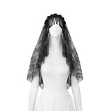 Dark In Love Gothic Veil With Beaded Fringe AHW028