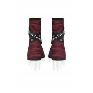 Dark In Love Punk Black/Red Studded Gloves AGL022