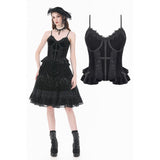Dark In Love Vintage Velvet Coffin + Cross Top TW696
