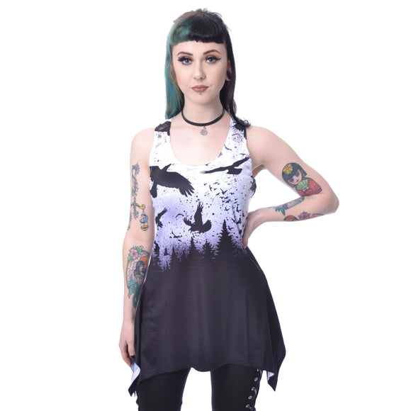 Vixxsin Crow Night Lace Panel Vest Top