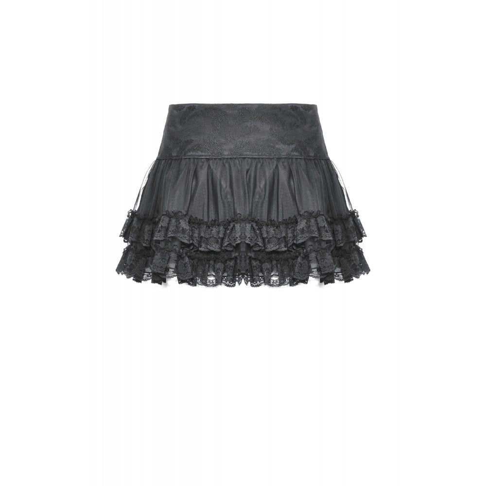 Dark In Love Punk Rock Eyelet Tulle Mini Skirt KW332
