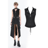 Dark In Love Studded Lace Up Corset Vest Top TW681