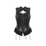 Dark In Love Gothic Lace Trim Tie-up Top TW601