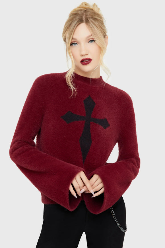 Killstar Dead Romantic Sweater [Black/Red]