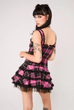 Hell Bunny Harley Tartan Dress [Pink]