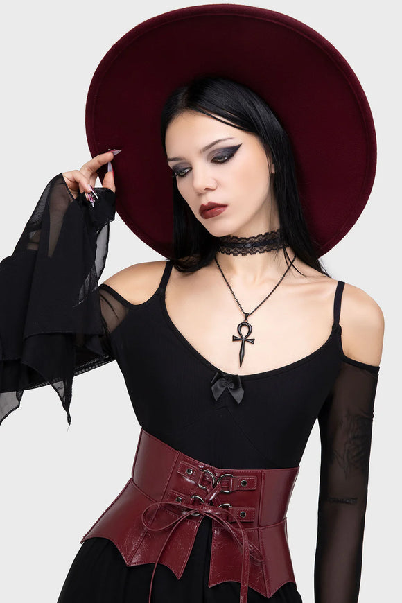 Killstar Wetland Bat Peplum Corset  Belt [RED]