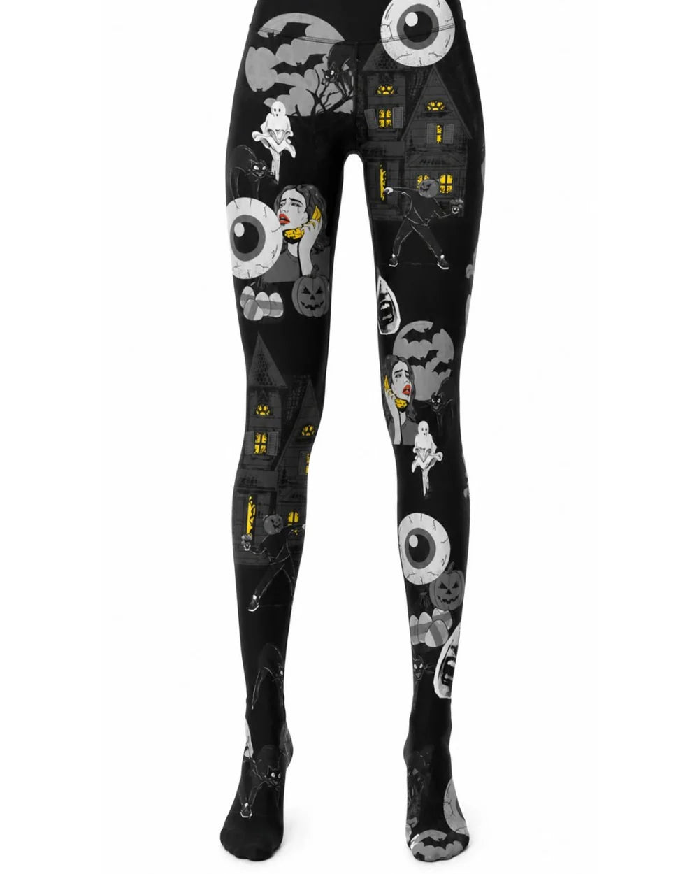 Pamela Mann Cartoon Chaos Mono Printed Tights