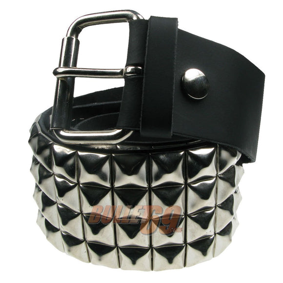 Bullet 69 4 row Pyramid Stud  Leather Belt 63mm