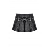 Dark In Love Punk Sassy Girl Black PU Leather Low Waisted Skirt KW375