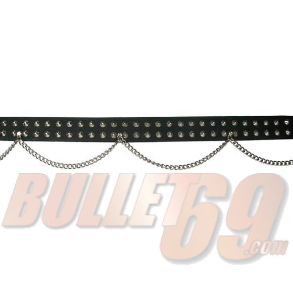 Bullet 69 2 Row 38mm Conical And Chain Leather Belt
