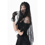 Dark In Love Gothic Veil With Beaded Fringe AHW028