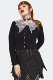 Jawbreaker Spiderweb Collar Cropped Cardigan