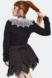 Jawbreaker Spiderweb Collar Cropped Cardigan