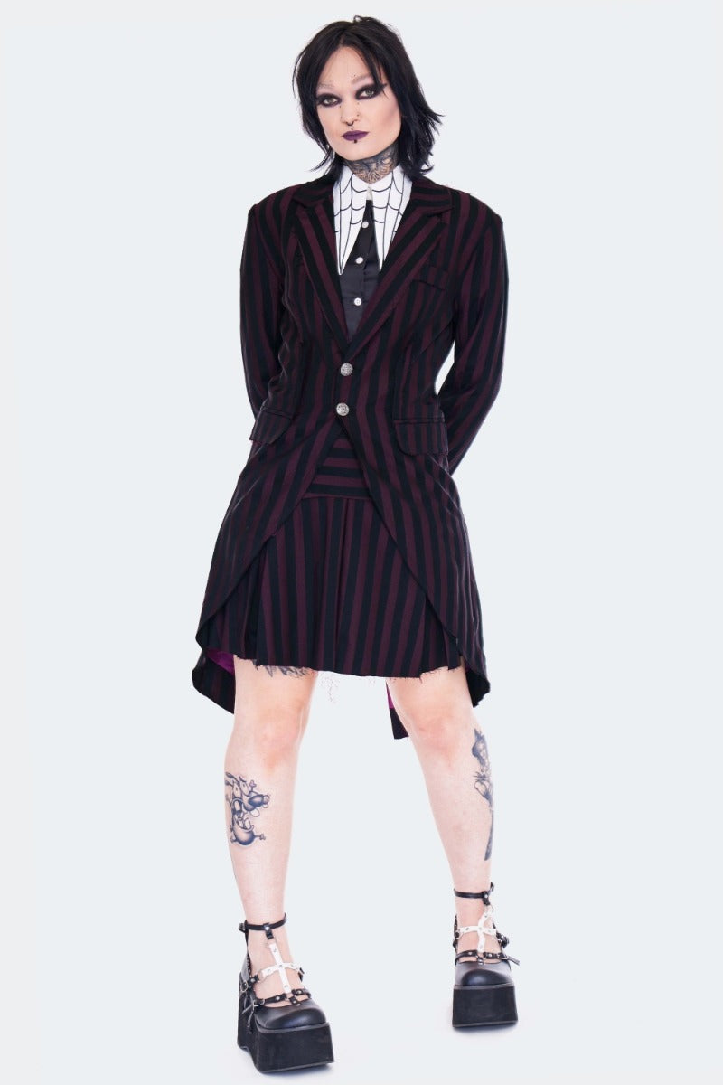 Jawbreaker Striped Long Blazer Tailcoat