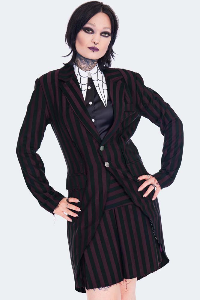 Jawbreaker Striped Long Blazer Tailcoat