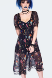 Jawbreaker Night Garden Print Short Sleeve Dress