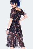 Jawbreaker Night Garden Print Short Sleeve Dress