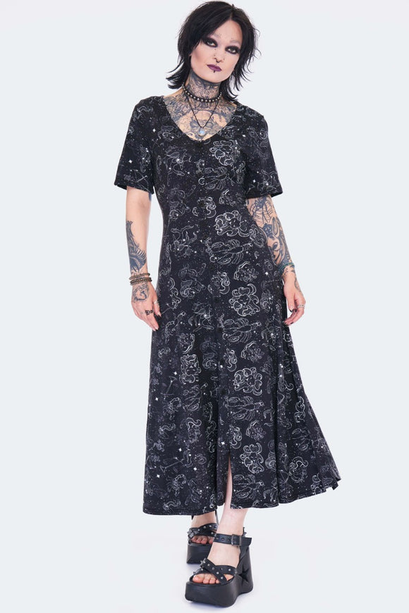Jawbreaker Zodiac Constellation Midi Dress