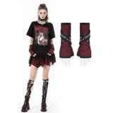 Dark In Love Punk Black/Red Studded Gloves AGL022