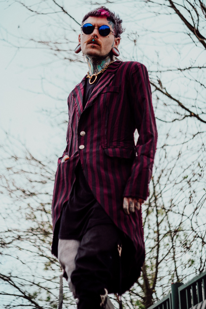 Jawbreaker Striped Long Blazer Tailcoat