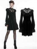 Dark In Love Gothic Lolita Lace V Neck Velvet Dress DW276