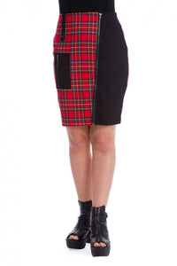 Banned Apparel Darkness Tartan Zipped Skirt