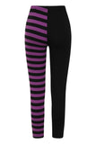 Banned Apparel Half Black / Half Stripe Purple Leggings