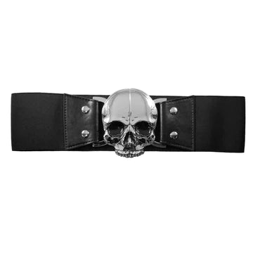 Kreepsville 666 Elastic Waist Belt With Skull Buckle [Black]