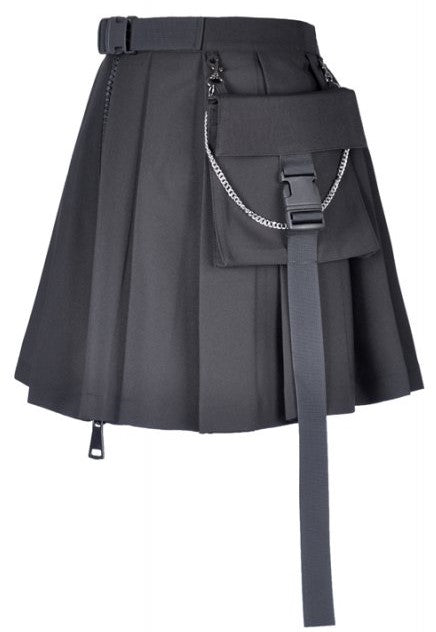 Dark in love Black mini skirt with side bag KW152