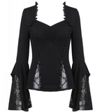 Dark In Love Gothic Lacy Knitted Top With tassled Sleeves TW181